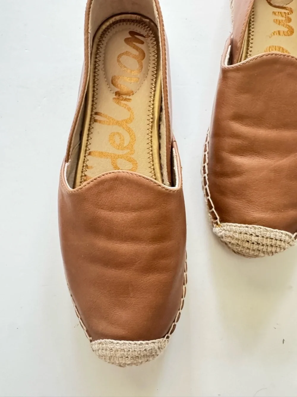 Sam Edelman Kesia Tan Leather Espadrille Flats size 8